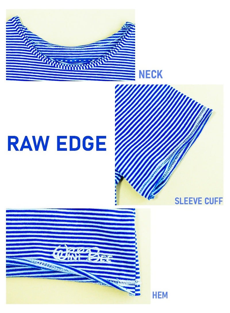 WiNi BEE Striped T-Shirt for Boys | Short Sleeve Toddler Tee (2-6 Years) | Blue and White Raw Edge Casual Top | Soft Everyday Kids Shirt - Image 5